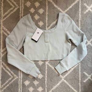 Nike Women's Light Blue Long Sleeve Crop Top